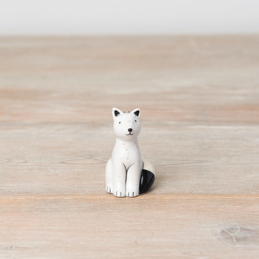 Speckled Fox Ornament Ceramic Fox Figure Woodland Animal Decoration Rustic Home Décor Gift 5.5x3.5cm Item #65026