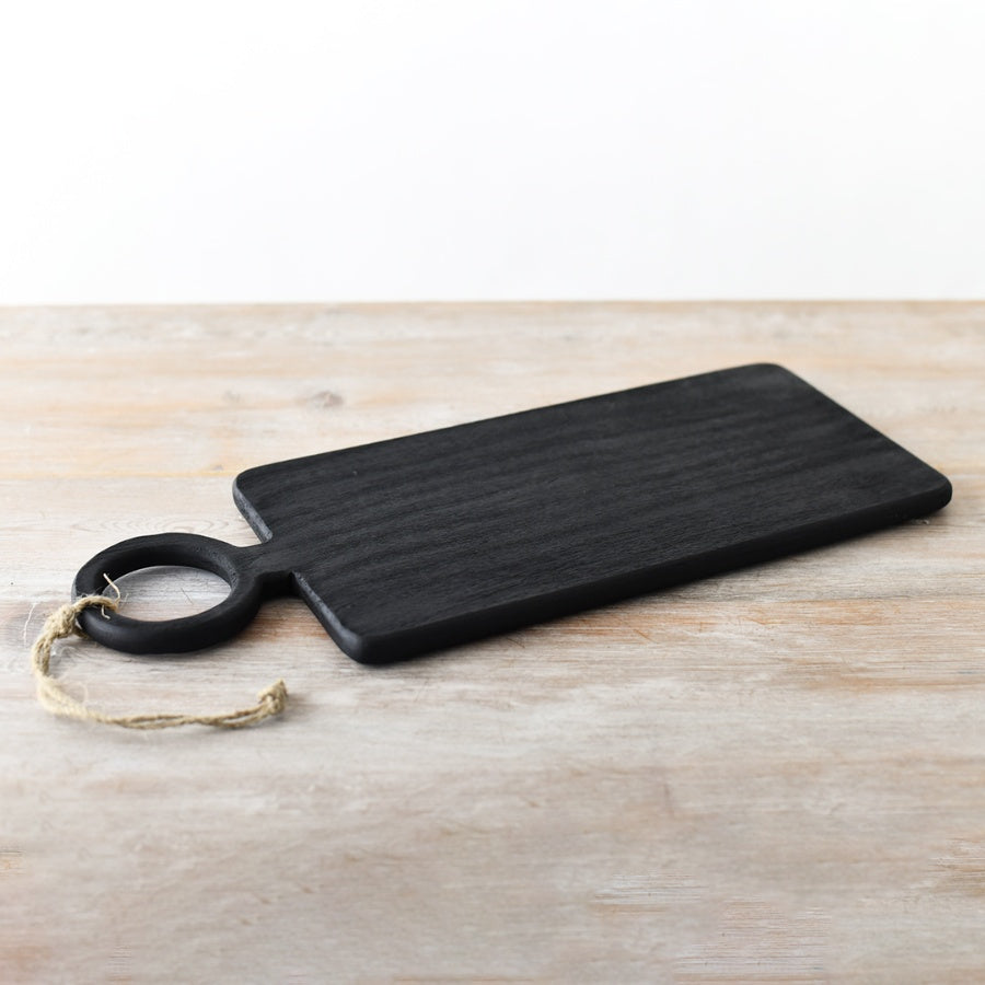 Black Rectangle Kitchen Board 51cm – Monochrome Design with Chunky Circular Handle