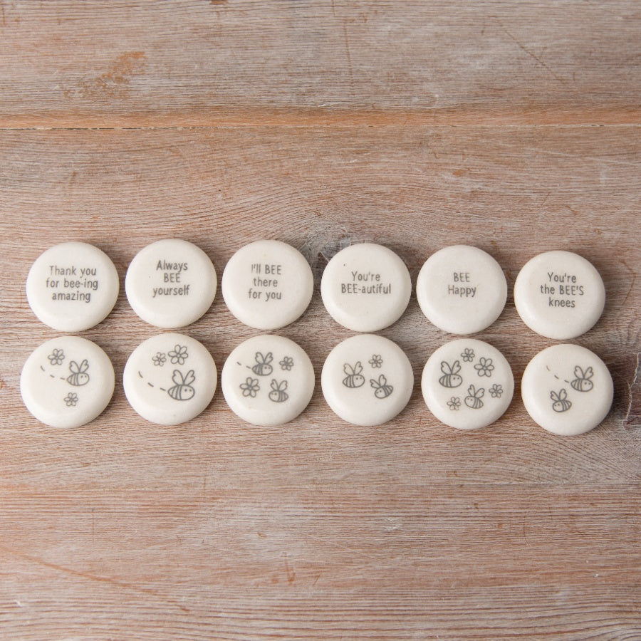 Bumble Bee Marble Tokens – 48pcs Inspirational Quotes in Wooden Gift Box