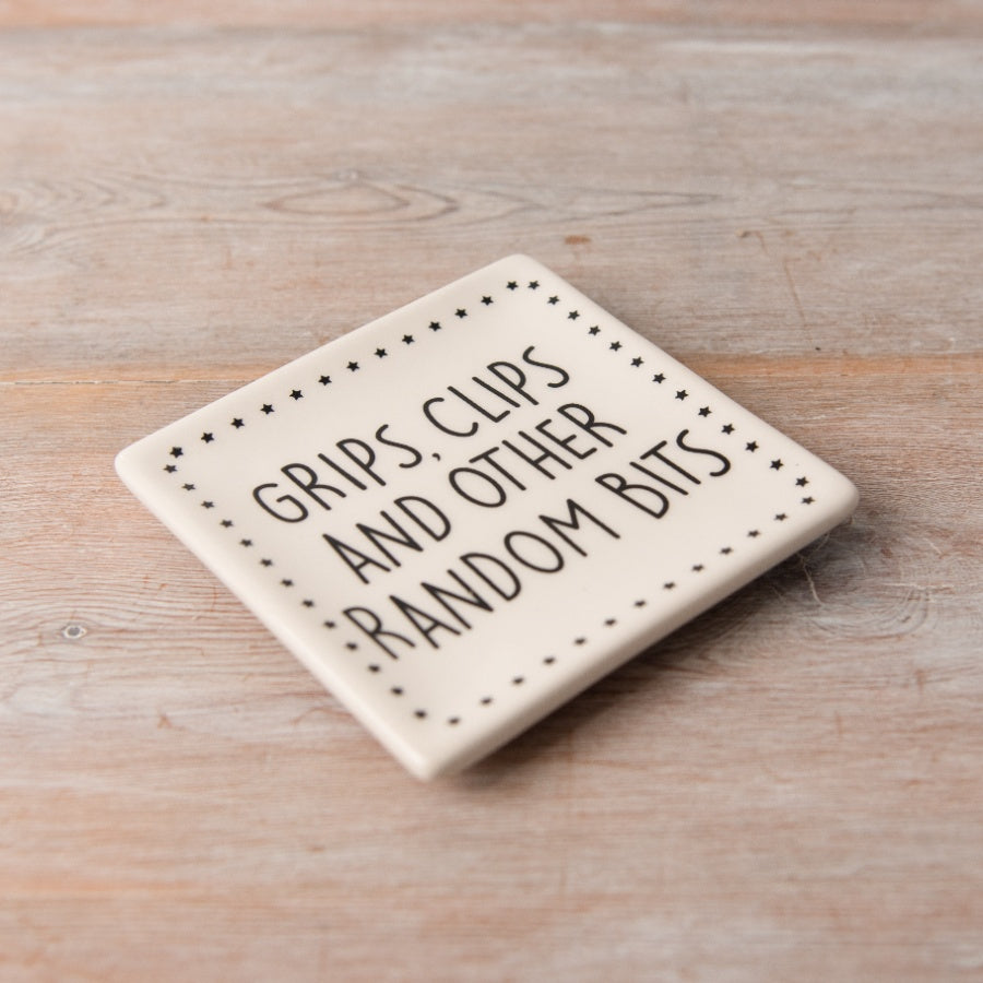 Ceramic Grips Trinket Dish – 10cm Bold Stylish Storage Plate for Clips and Bits