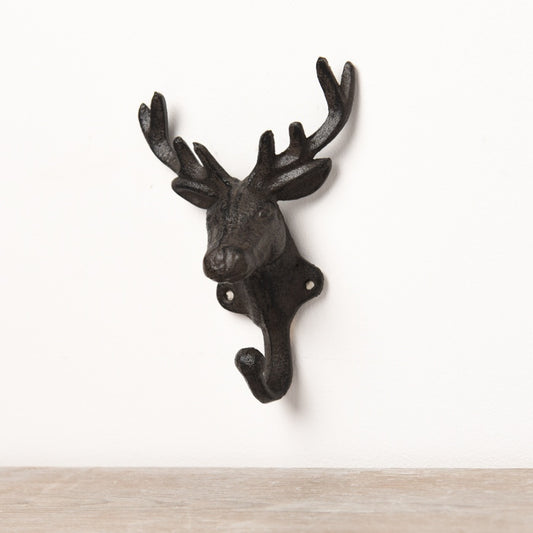 Cast Iron Stag Hook – 16cm Rustic Wall Mount Country Style Home Decor