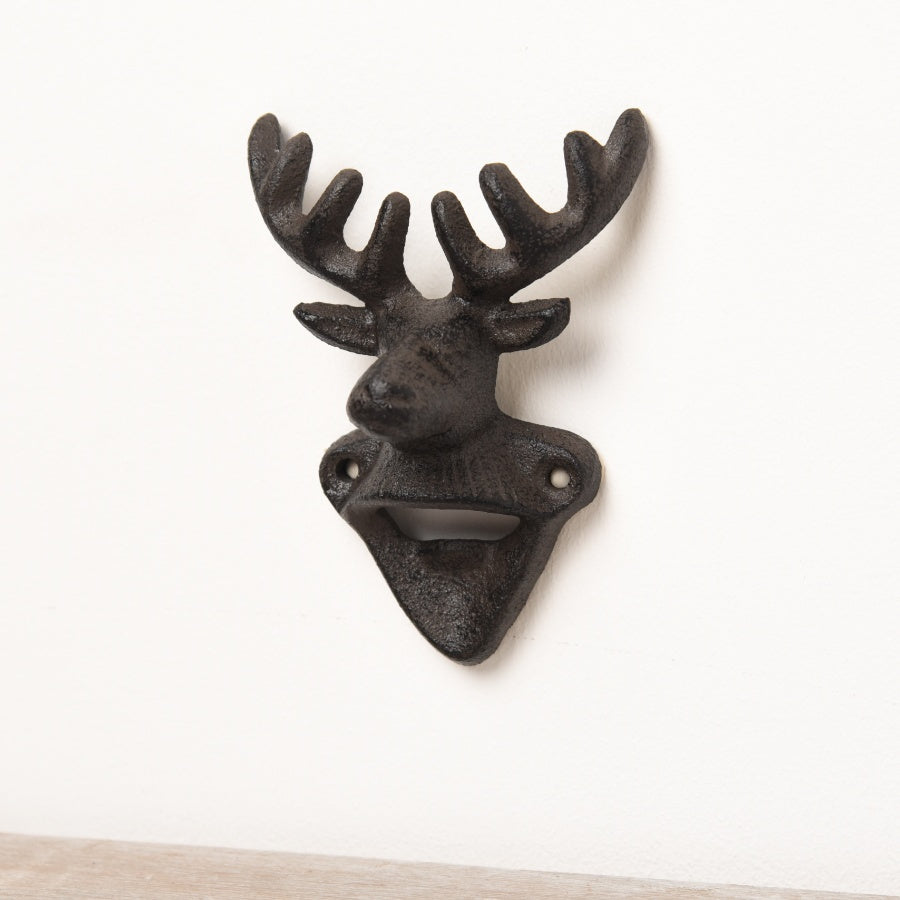 Cast Iron Stag Bottle Opener – 14cm Rustic Deer Head Bar Tool Gift Idea