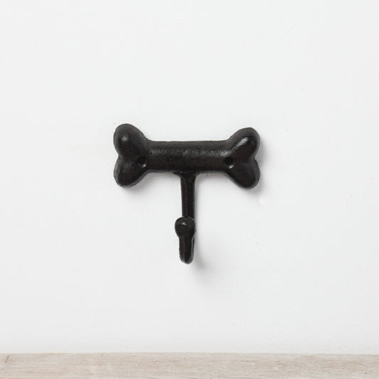 Charcoal Cast Iron Bone Hook – 10.5cm Wall Mount Lead and Collar Holder
