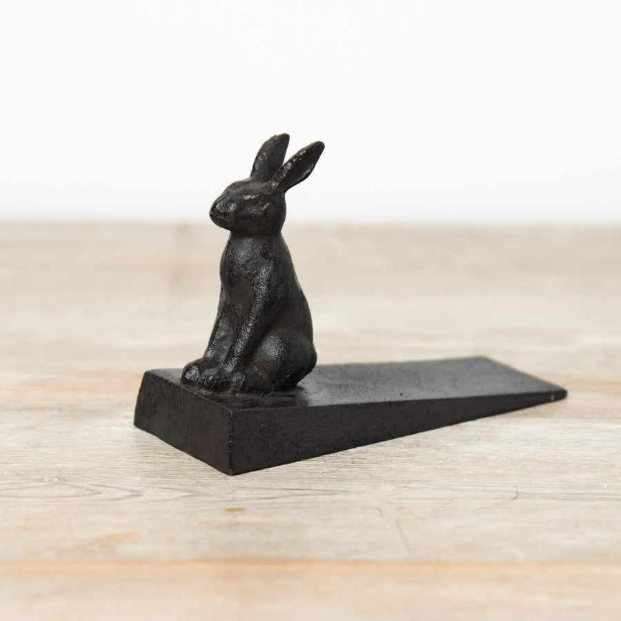 Cast Iron Rabbit Door Wedge – 13.5cm Rustic Sturdy Animal Design Doorstop