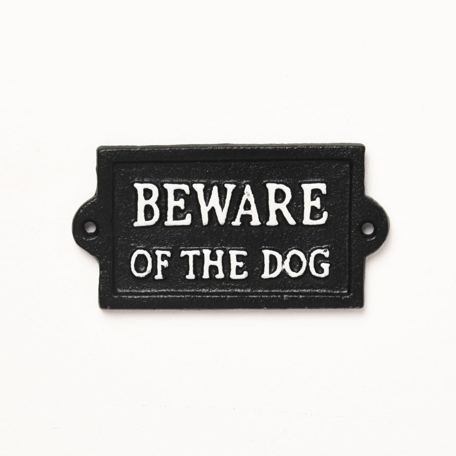 Rustic “Beware of the Dog” Sign – 12.7cm Cast Iron Home Décor, Black & White Sign