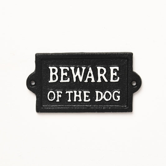 Rustic “Beware of the Dog” Sign – 12.7cm Cast Iron Home Décor, Black & White Sign