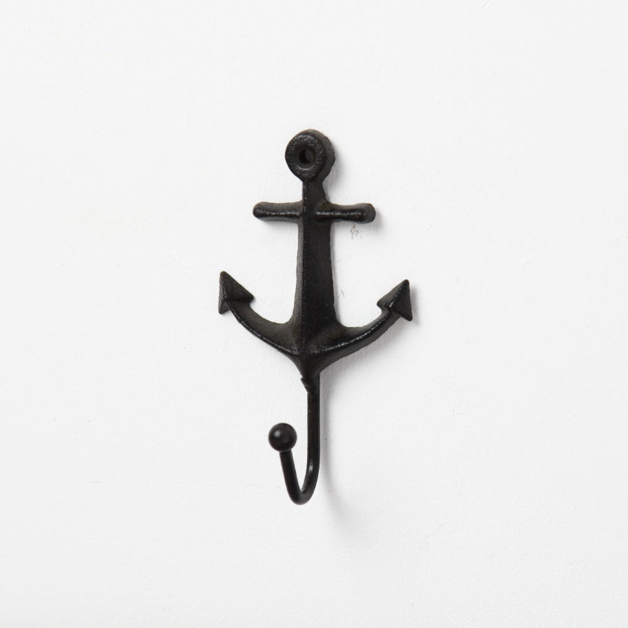 Cast Iron Anchor Hook 12.3cm Nautical Wall Hanger with Pre-Drilled Holes