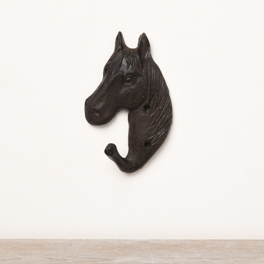 Cast Iron Horse Wall Hook 13.8cm – Black Equestrian Hook, Rustic Tack Holder for Coats, Keys & Stable Storage