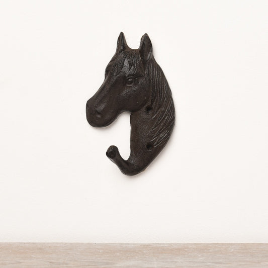Cast Iron Horse Wall Hook 13.8cm – Black Equestrian Hook, Rustic Tack Holder for Coats, Keys & Stable Storage
