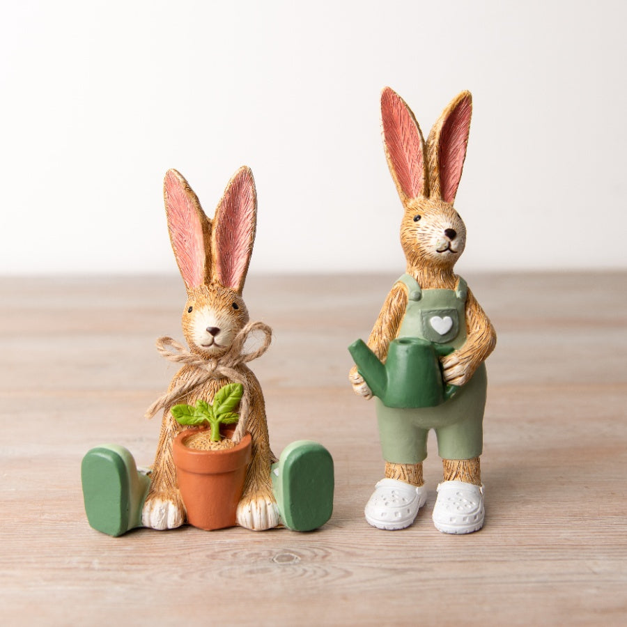 Jasper Rabbit House Plant 12cm Sitting Bunny with Green Wellies and Plant Pot