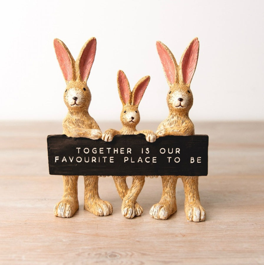 Jasper and Family Together 15cm Bunny Ornament with Sentiment Plaque Interior Decor