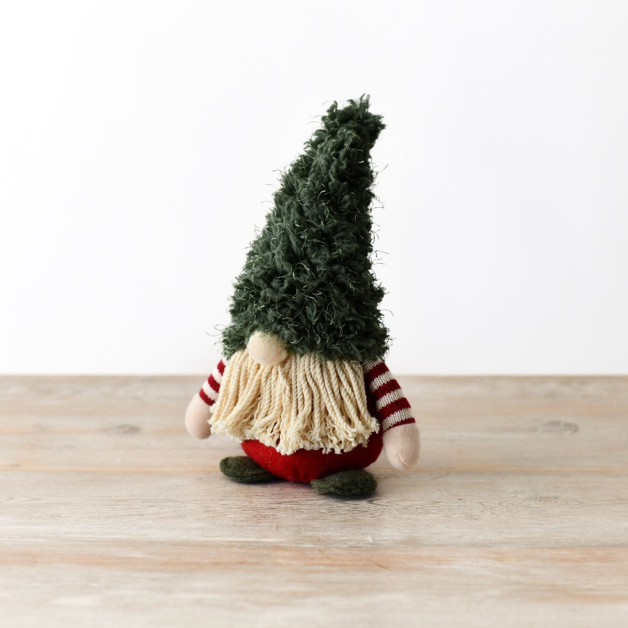 Small Red Green Gonk 24cm – String Beard, Festive Christmas Decoration, Holiday Figure