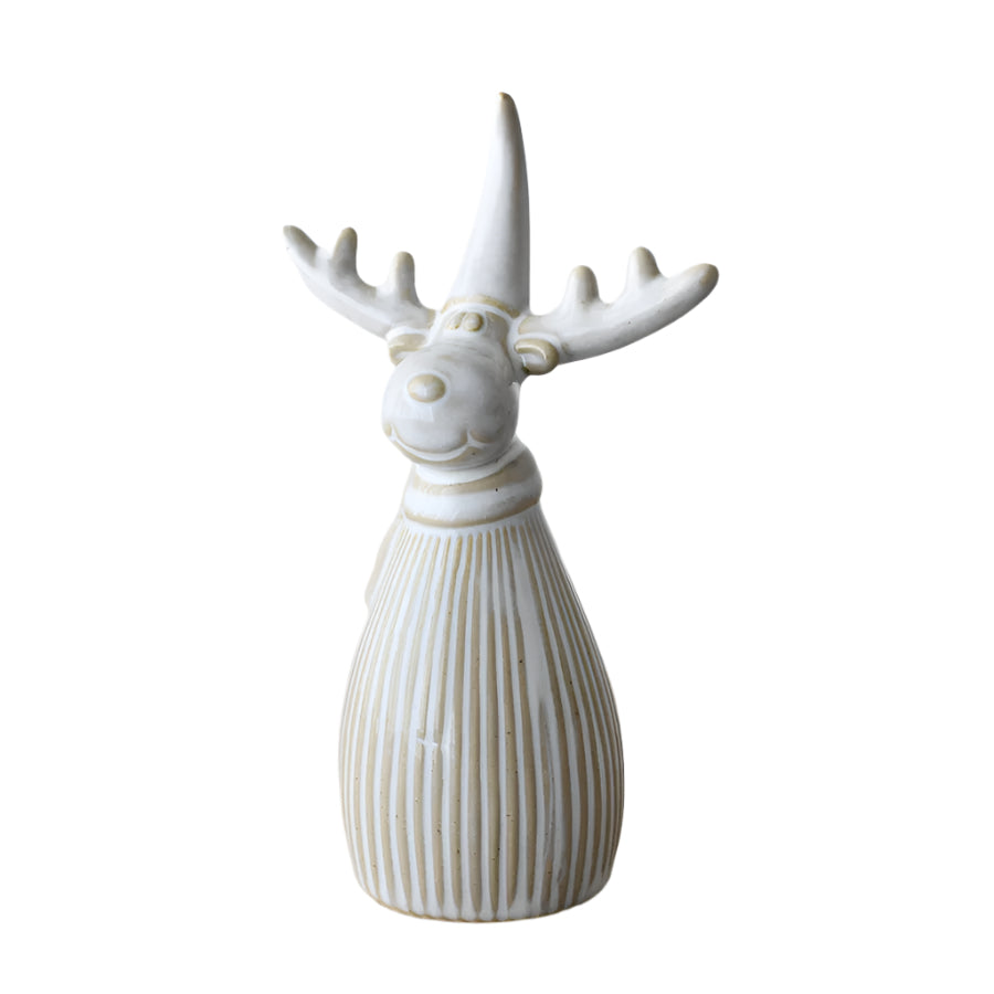 Glazed Reindeer Figurine 13cm – Festive Ceramic Decoration, Holiday Home Accent