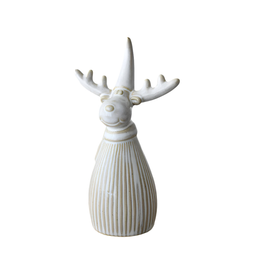 Glazed Reindeer Ornament 10cm – Festive Ceramic Christmas Decoration, Durable Holiday Accent