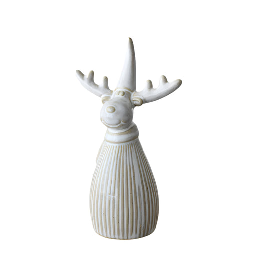 Glazed Reindeer Ornament 10cm – Festive Ceramic Christmas Decoration, Durable Holiday Accent