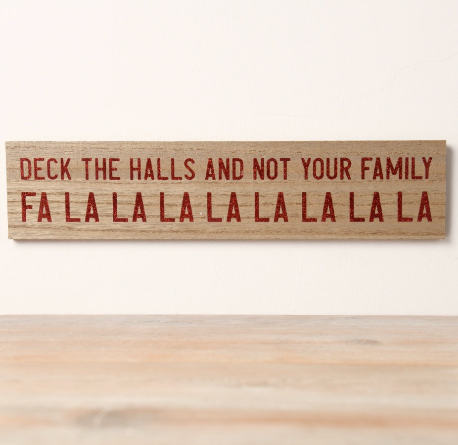 Deck the Halls Wooden Sign with Bio-Degradable Glitter