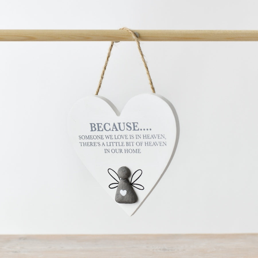 Someone We Love is in Heaven Heart Pebble Hanger Memorial Wall Decor