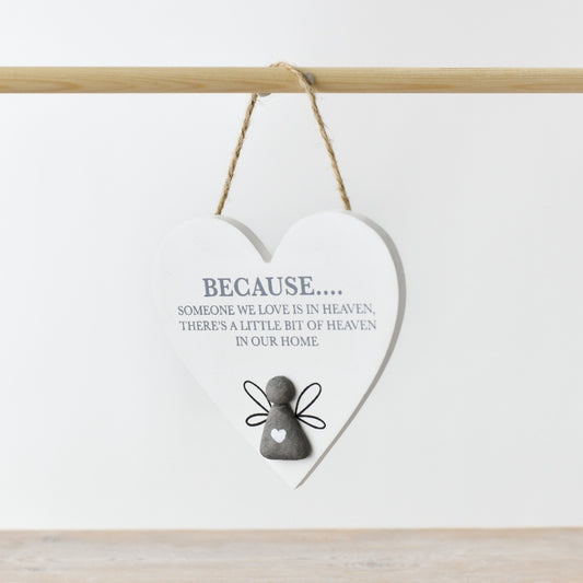 Someone We Love is in Heaven Heart Pebble Hanger Memorial Wall Decor
