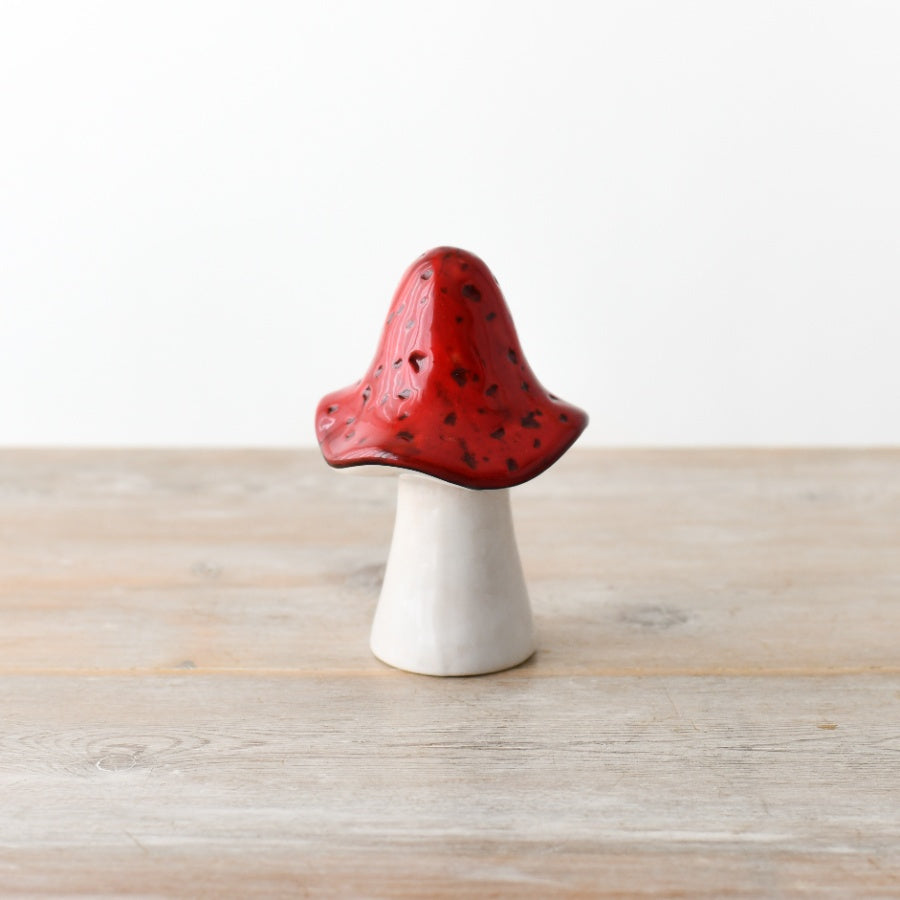Red Mushroom Large 13.5cm Vibrant Ceramic Woodland Home Decor Ornament