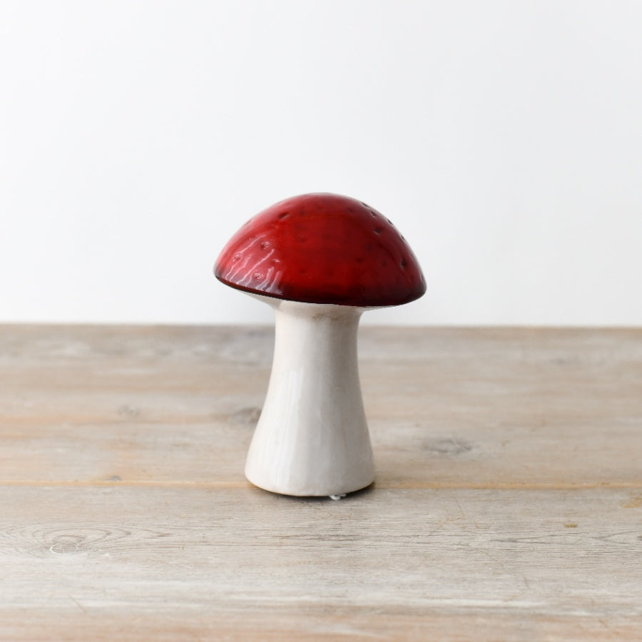 Large Red Ceramic Mushroom 13cm Whimsical Woodland Home Decor Ornament