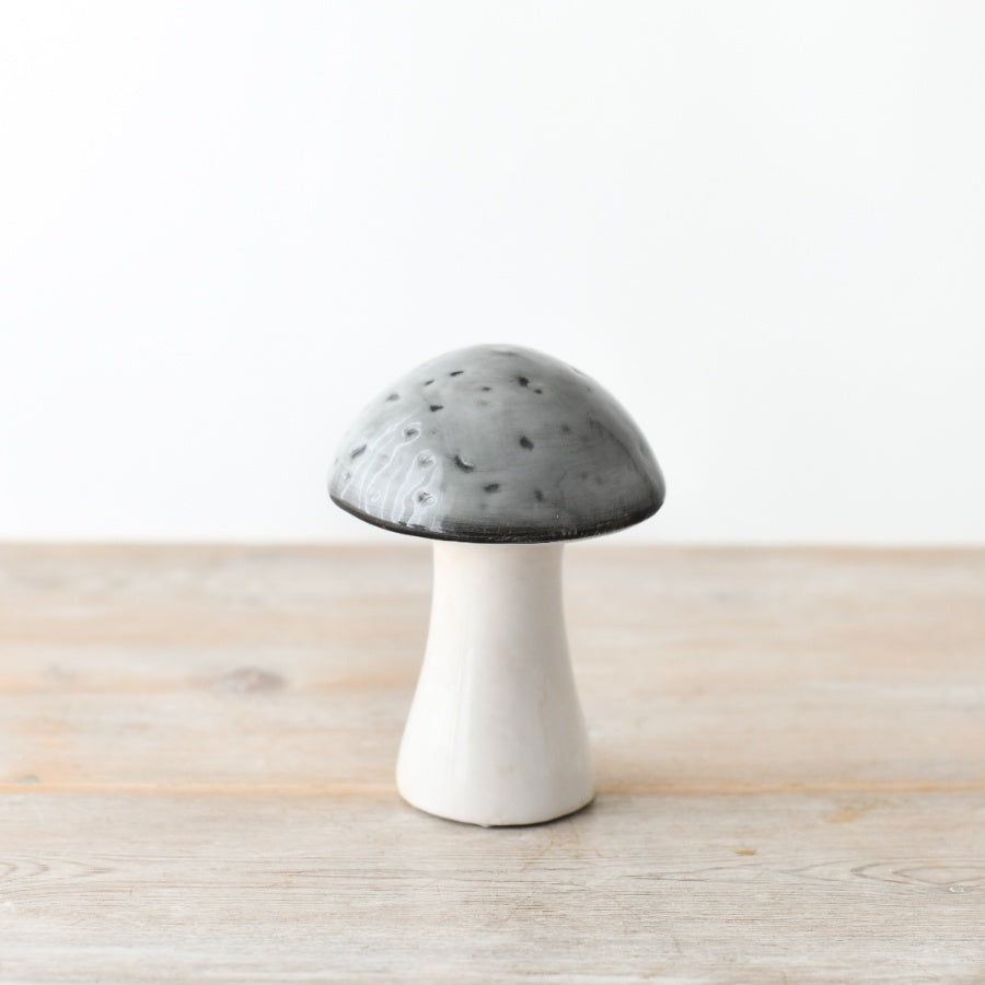 Large Grey Ceramic Mushroom Ornament Whimsical Woodland Home Decor