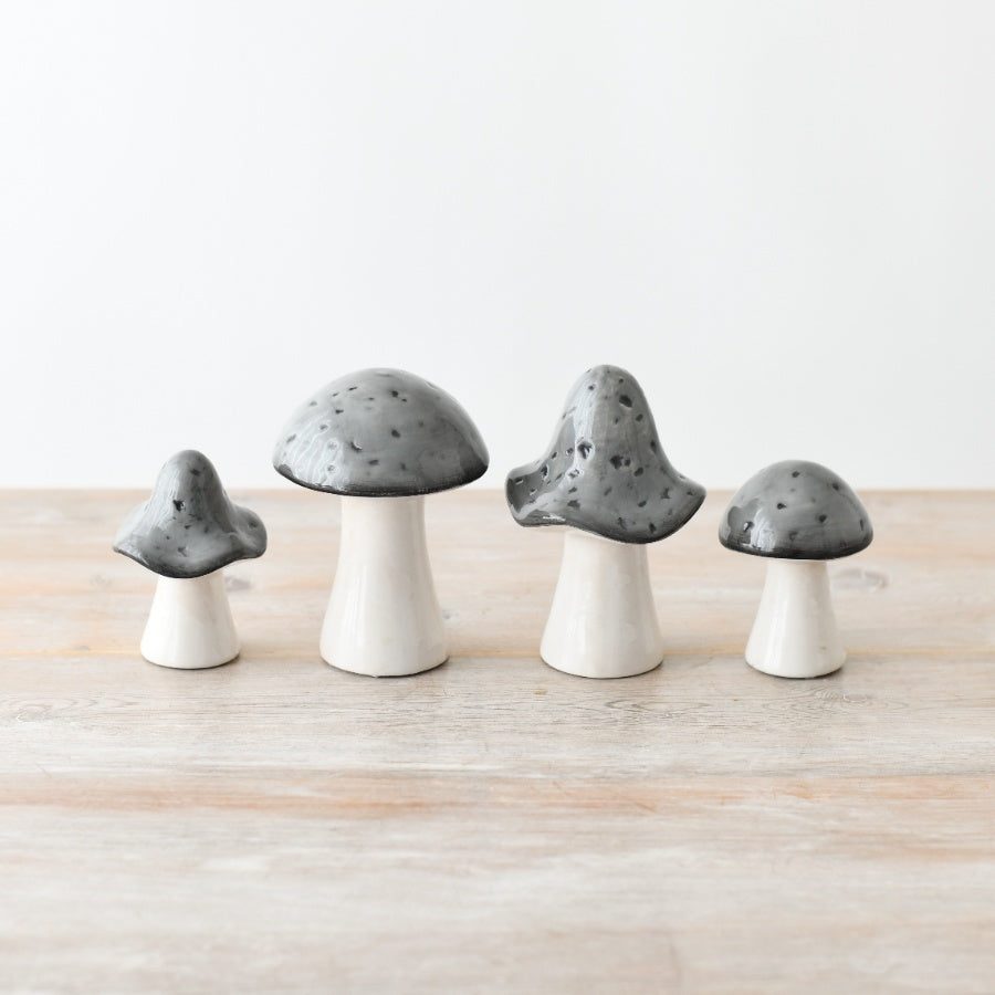 Large Grey Ceramic Mushroom Ornament Whimsical Woodland Home Decor