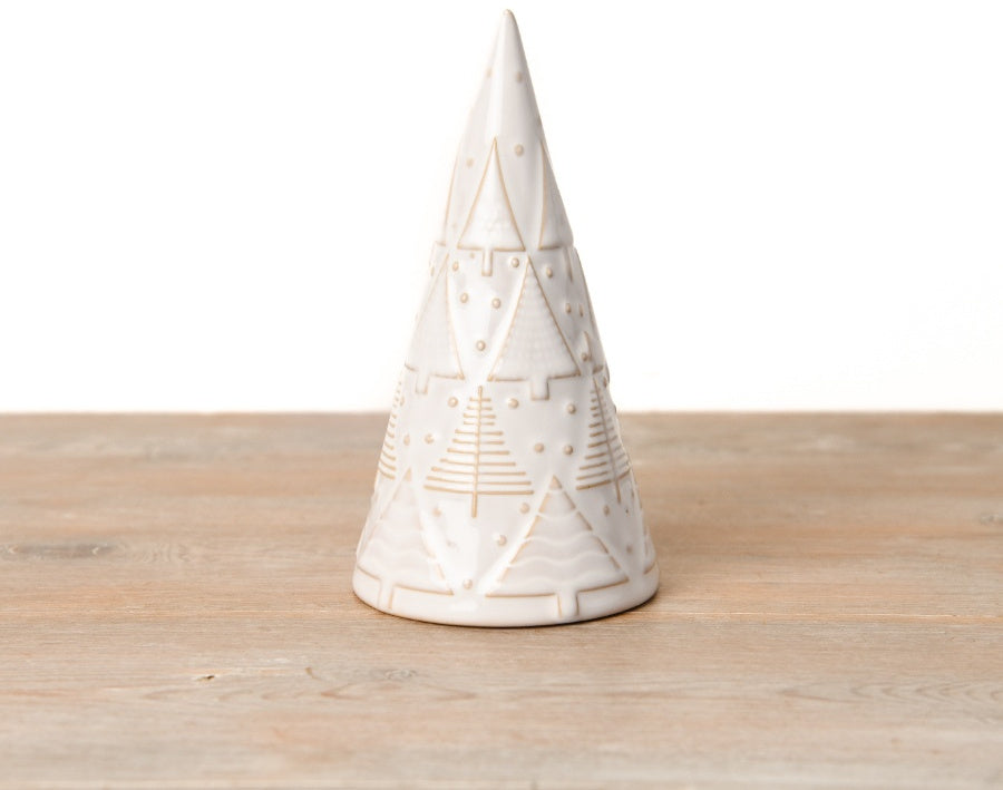 Ceramic White Reactive Glaze Tree 15cm Christmas Ornament