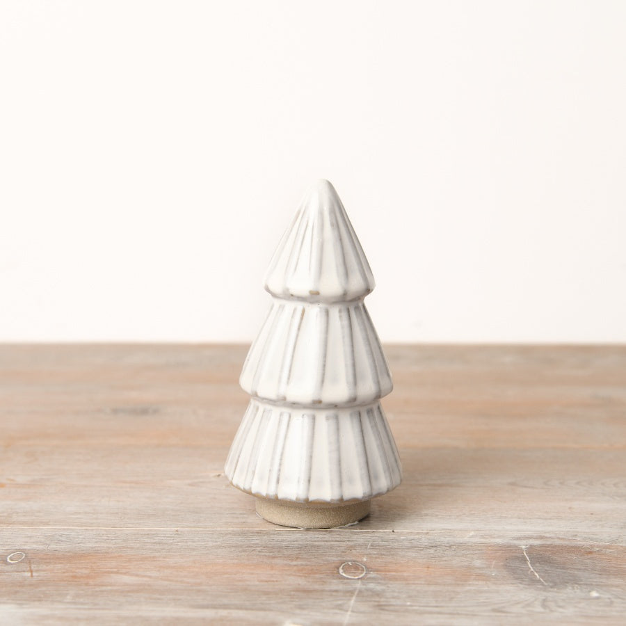 White Reactive Glaze Tree Ornament 14cm Rustic Holiday Decor