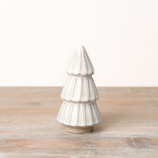 White Reactive Glaze Tree Ornament 14cm Rustic Holiday Decor