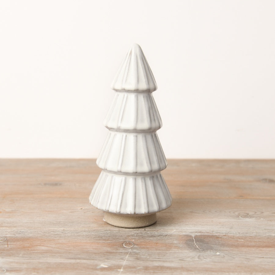 White Reactive Glaze Tree Ornament 20cm Rustic Christmas Decor