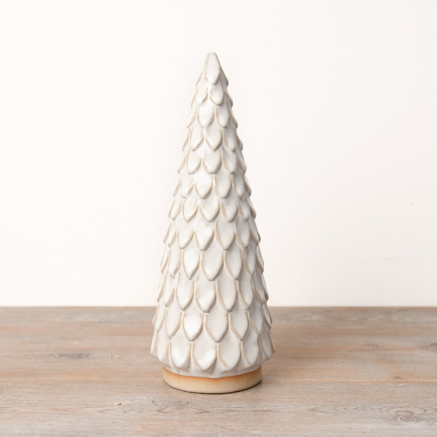 26cm Scalloped Ceramic Tree Large Neutral Glaze Rustic Home Decor