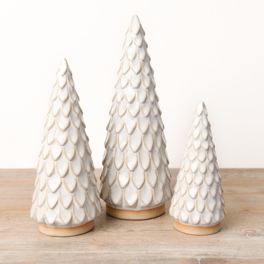 26cm Scalloped Ceramic Tree Large Neutral Glaze Rustic Home Decor