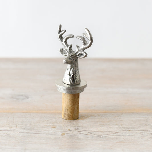 Stag Silver Bottle Topper 11cm Elegant Wine Decor