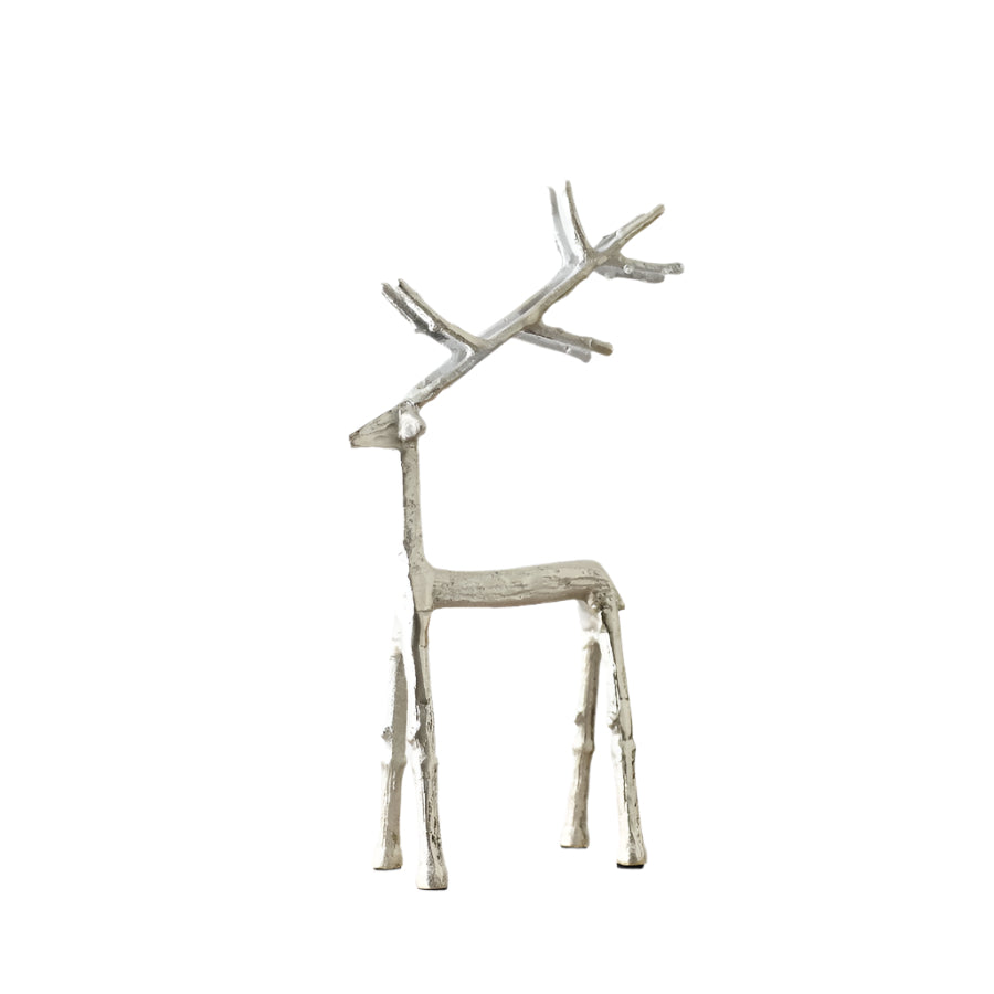Silver Aluminium Reindeer 23cm – Rustic Woodland Christmas Ornament for Shelf or Centrepiece Display