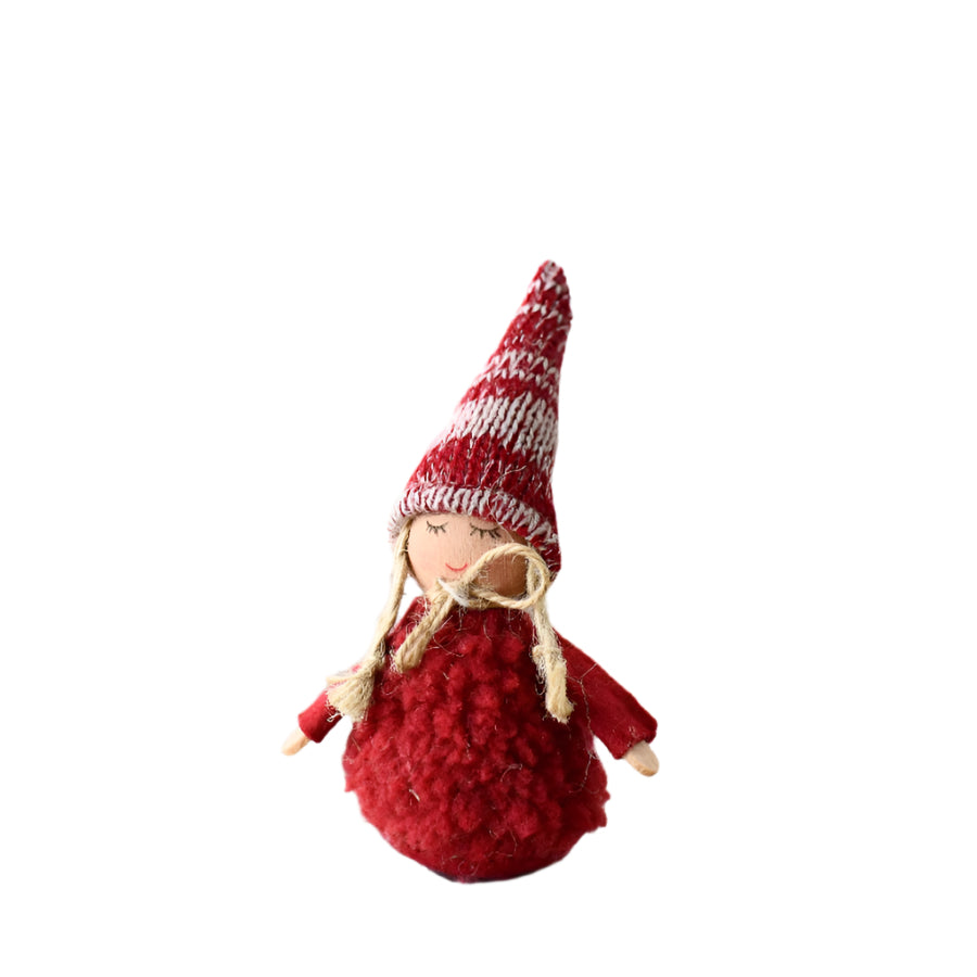 Red Felt Fabric Doll 8cm – Soft Christmas Angel Decoration, Cute Festive Accent for Holiday Displays