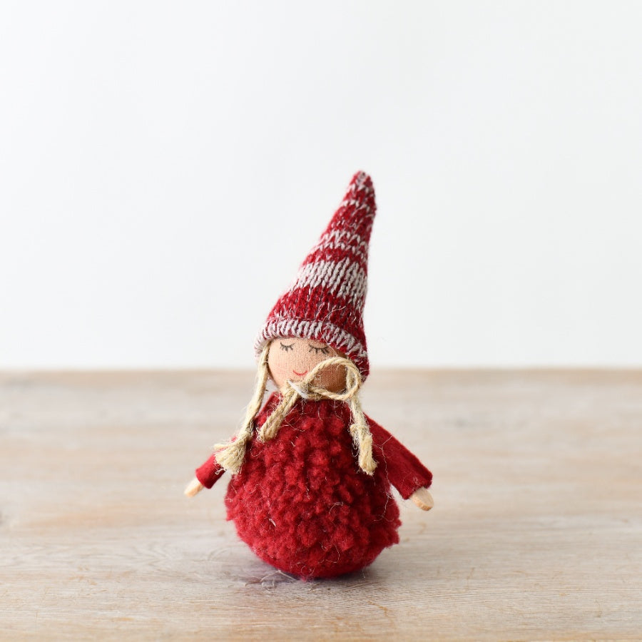 Red Felt Fabric Doll 8cm – Soft Christmas Angel Decoration, Cute Festive Accent for Holiday Displays