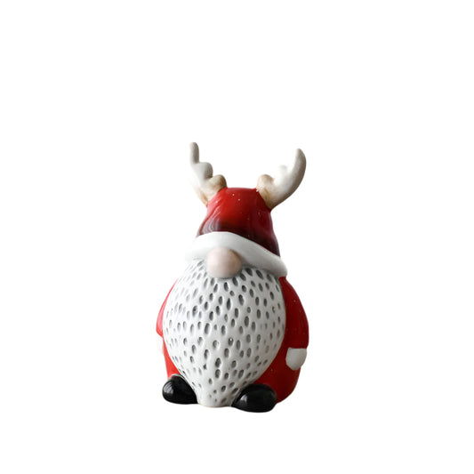 Standing Red Santa with Deer Hat 15cm – Ceramic Christmas Figurine, Festive Holiday Décor