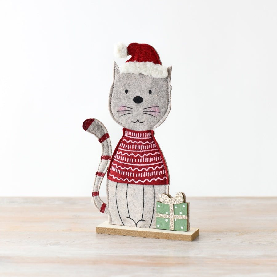 Festive Felt Cat, 27cm