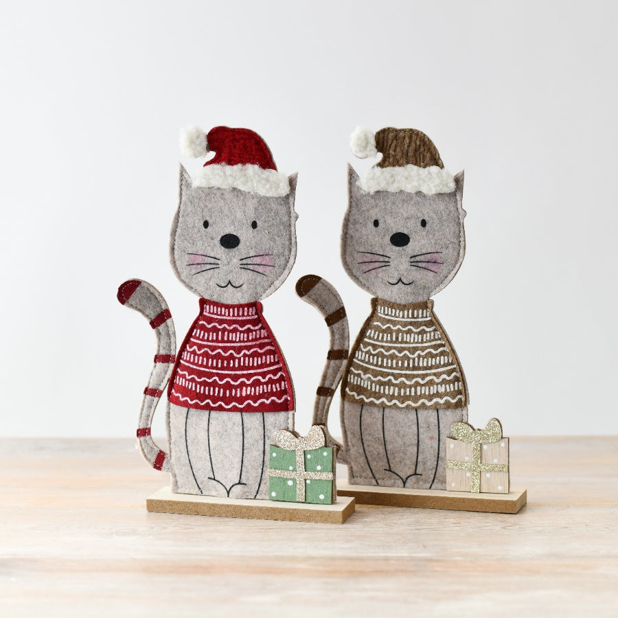 Festive Felt Cat, 27cm