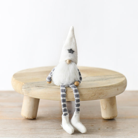 Long Legs Santa Gonk 21cm – Festive Grey & White Christmas Gonk, Soft Fabric Winter Decoration