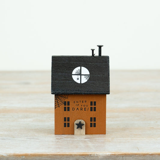 Orange and Black Wooden House, 13cm