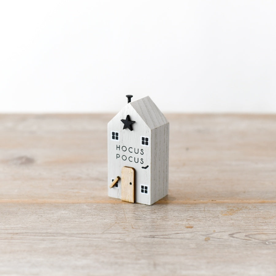 Hocus Pocus White Wooden House Block, 8cm