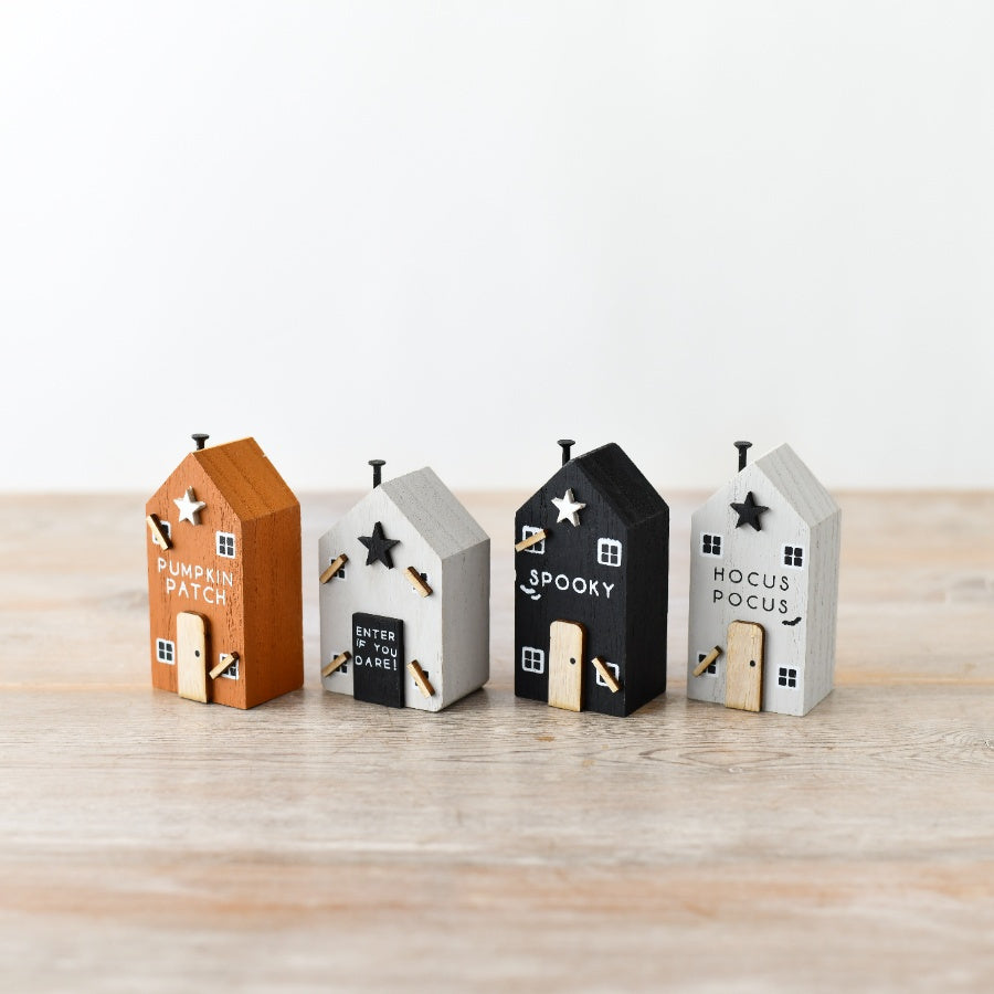 Pumpkin Patch Halloween House Block, 8cm