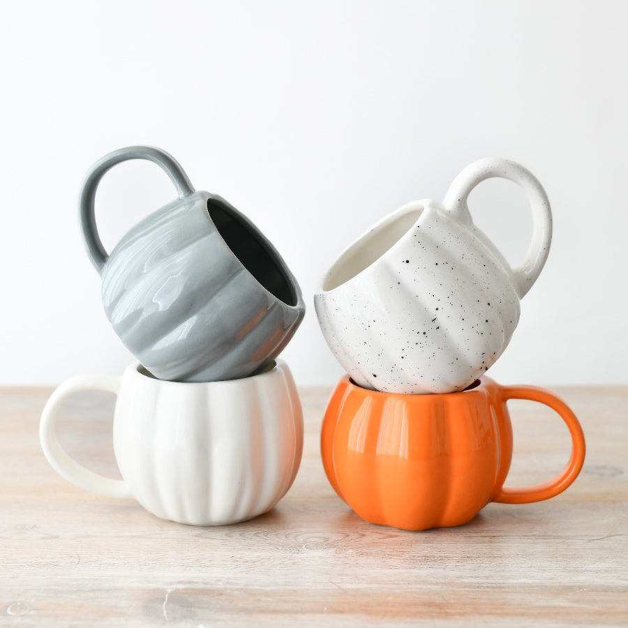 Orange Pumpkin Mug – 14.5cm Gloss Ceramic Halloween Mug, Festive Autumn Drinkware