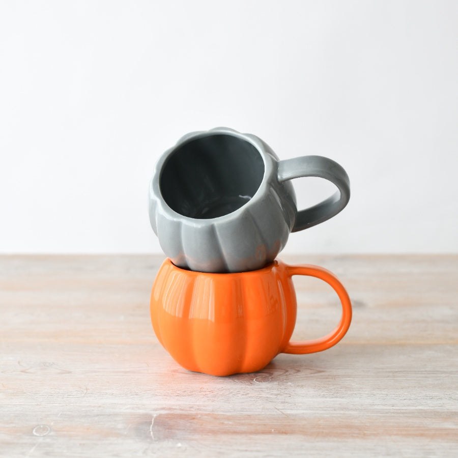Orange Pumpkin Mug – 14.5cm Gloss Ceramic Halloween Mug, Festive Autumn Drinkware