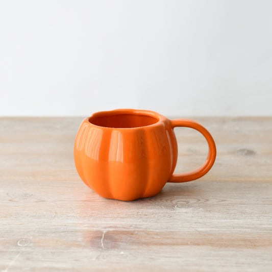 Orange Pumpkin Mug – 14.5cm Gloss Ceramic Halloween Mug, Festive Autumn Drinkware