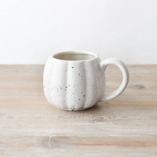 Speckled White Pumpkin Mug – 11cm Autumn Ceramic Mug, Halloween & Fall Kitchen Décor