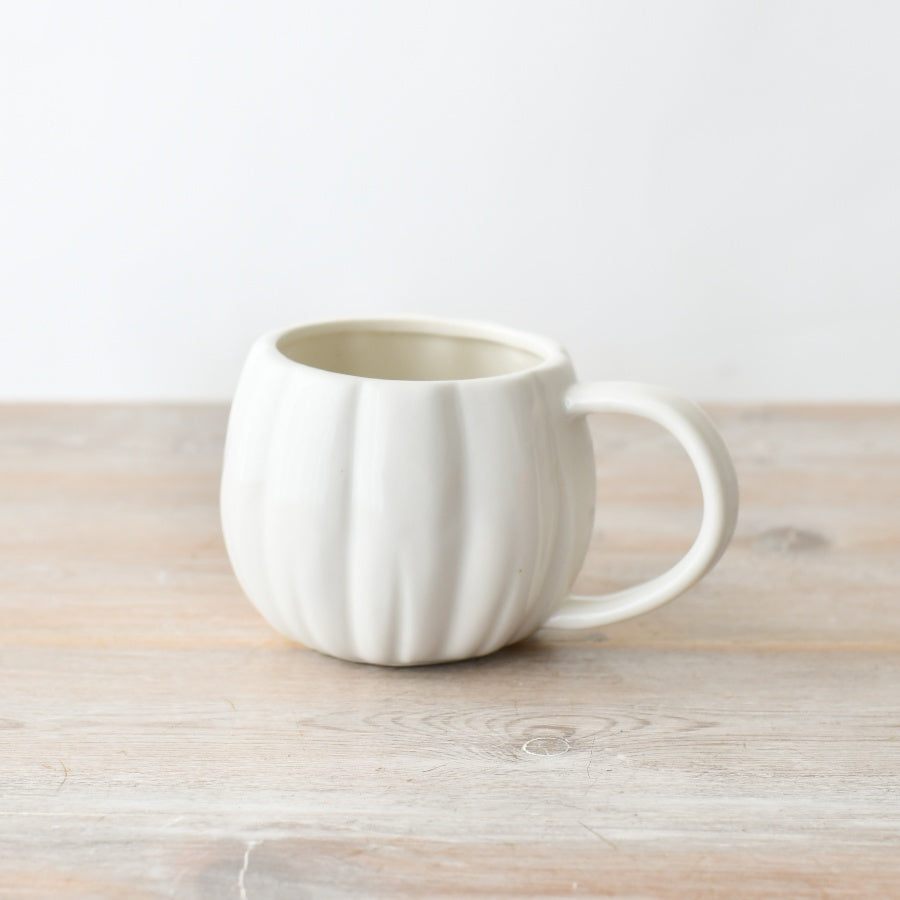 White Shaped Pumpkin Ceramic Mug, 14.5cm