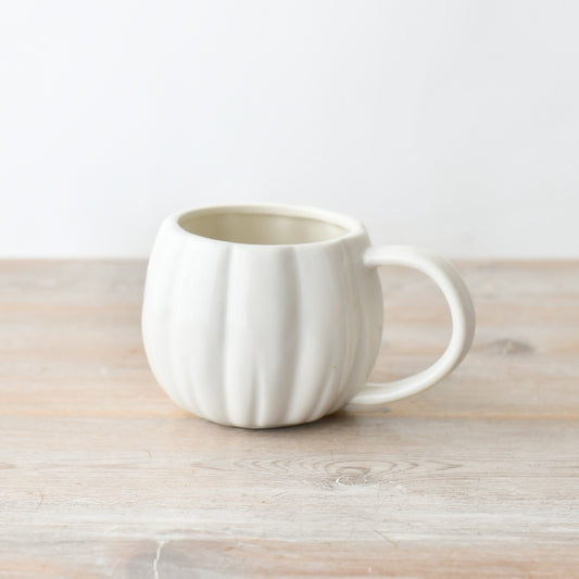White Shaped Pumpkin Ceramic Mug, 14.5cm