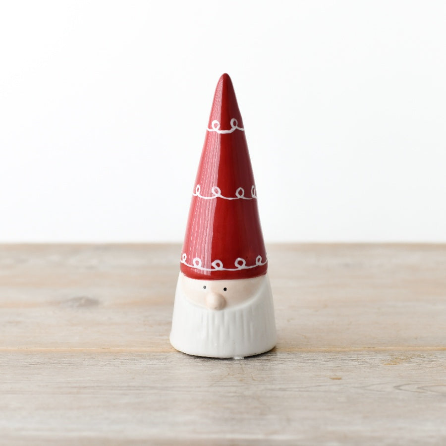 Red Ceramic Santa – 15cm Festive Christmas Ornament, Classic Holiday Home Decoration